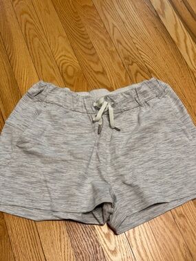 lululemon athletica Light Heather Gray Striped Drawstring Athletic Shorts